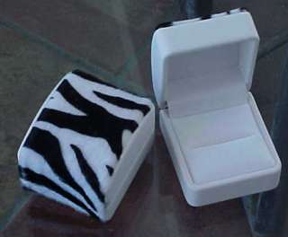 ZEBRA Faux Fur ENGAGEMENT WEDDING RING Domed Gift Box  