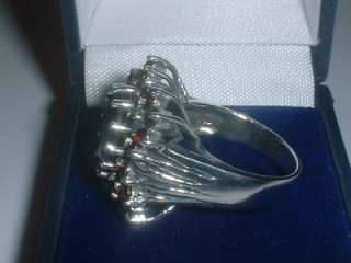 Superb Victorian Style Sterling Silver Huge 5ct Garnet Cluster Ring 