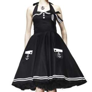   60s Pinup Vintage Halter Sailor Black Swing Dress 2XL Everything
