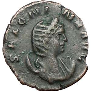 Salonina 256AD Authentic Ancient Roman Coin VESTA Home, family Goddess 