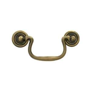  3 1/2 Solid Brass Swan Neck Bail Pull in Antique By Hand 