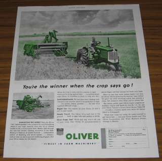 Original 1952 Vintage Ad Oliver Model 77 Tractor and Model 15 Combine 