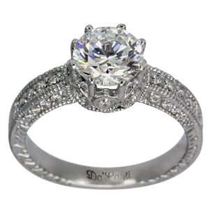 Antique Diamond Engagement Ring With GIA CERTIFIED J SI2 1.00ct Center 