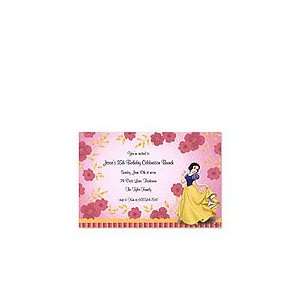  Snow White & Pink Flowers Birthday Party Invitations 