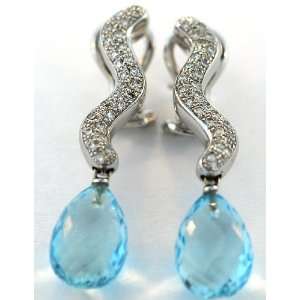  Antonini 18kt White Gold Diamond and Aquamarine Earrings 