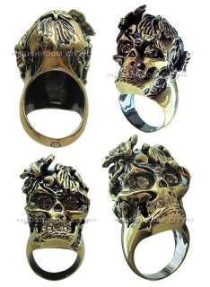 Exquisite Alexander McQueen Brass & Swarovsky Crystal Skull Ring Sz 6 