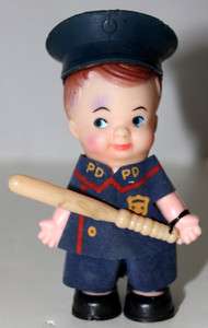 UNEEDA ALL RUBBER HEAD LITTLE PEOPLE POLICE DEPARTMENT DOLL HONG KONG 