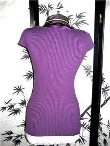 NWT 2b BeBe Purple Elegant look dress shirt top & scarf sz S  