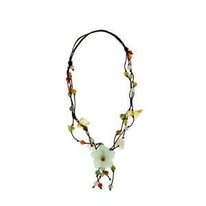  Apple Blossom Gemstones Jade Bracelet Decorated with 