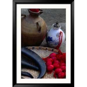 Wine Jugs, Red Coloured Dyed Eggs and an Ox Horn Wine Cup Used for 