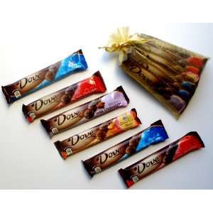Variety Pack Of 6 Dove Gourmet Chocolate Block Candy Bars In Gold Mesh 
