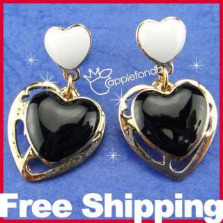 E892 Cute Fashion stud alloy metal earrings Black heart  