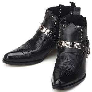 New Mens Fashion Ankle Steel Black Boots Shoes All Size  