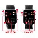 Japanese inspired red and yellow LED digital watch Screen Vertical 