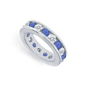   and Blue Sapphire Eternity Band  Platinum 4.00 CT TGW Jewelry