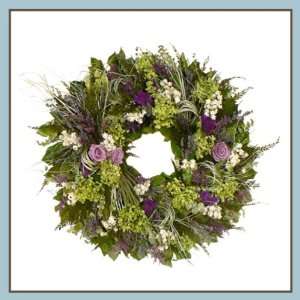  Green Hydrangea and Lavender Wreath 22 inch