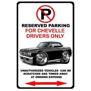  1965 Chevrolet Chevelle Muscle Car toon No Parking Sign 