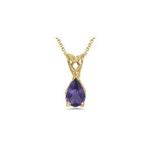  1.51 Cts Amethyst Scroll Pendant in 14K Yellow Gold 