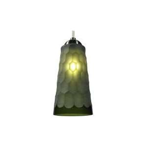   Oasis 1 Light Mini Pendant in Dark Pewter   No Canopy with Green glass