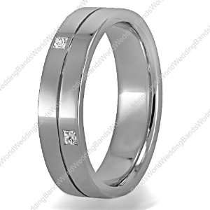   Diamond Wedding Ring, Platinum, 5mm Wide, Pricess Cut, 0.20 Carat