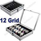 12 Grid Watch Display Storage Box Case Jewelry Aluminiu​.