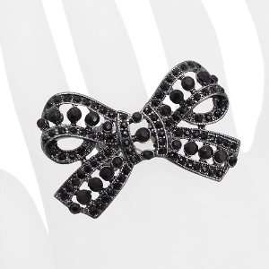  Beautiful Fashion Bow Ribbon Stretch Ring Black Jewelry