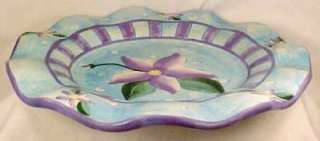 Alyssa Purple Flower on Blue Ruffled Plate Himark Dinnerware  