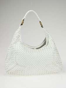 Bottega Veneta White Woven Leather Ball Hobo Bag  