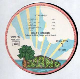 Roxy Music Stranded LP VG++ France Island 6499 742  