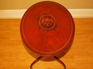 Antique American Eagle Shield Inlaid Mahogany Console Sofa Tilt Top 