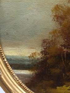 Original Antique American Hudson River School Oil Painting  