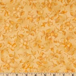  44 Wide Flannel Charms Tossed Floral Gold Fabric By The 