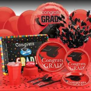    Graduation School Colors Red Deluxe Party Kit 