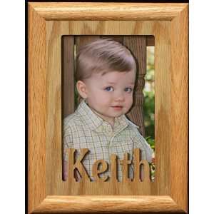  5x7 Keith ~ Portrait Laser Cut Oak PHOTO NAME FRAME 