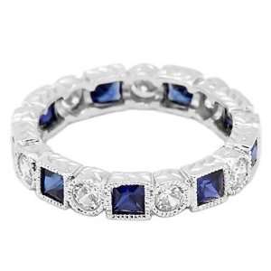    Silver Antique Art Deco Style Cubic Zirconia Eternity Band Jewelry