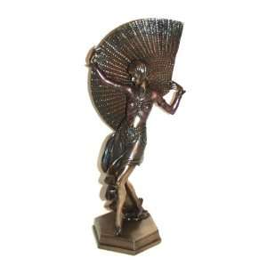  Art Deco Vintage Style Woman with Fan Hancrafted Cold 
