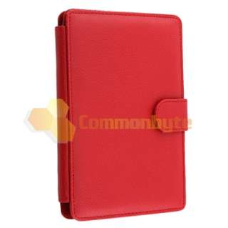 item Red Leather Pouch+Car Charger+Film For  Kindle 4 6 E 