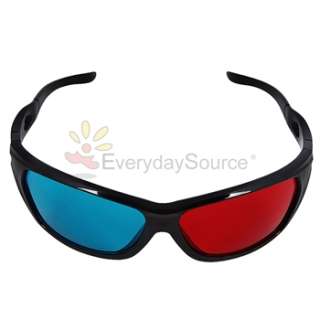 Red blue Anaglyph 3D 3 D Glasses Reusable Black Frame  