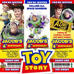 Toy Story 3 Birthday Party Ticket Invitation Buzz Woody  