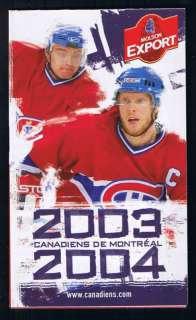 2003 04 MONTREAL CANADIENS POCKET SCHEDULE KOIVU  