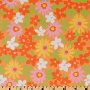  44 Wide Moda Dream On Flower Power Crush Orange Fabric 