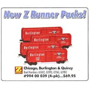  Micro Trains Z 4 Car Runner Pack   Chicago, Burlington 