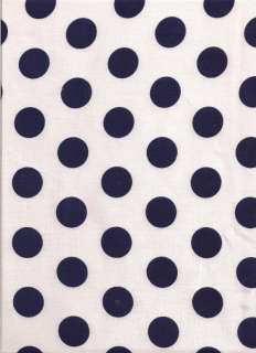 Half Yard Navy Blue Circles On White 100% Cotton Fabric  