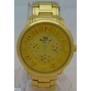   XL Chronograph Look Gold Metal Band Yellow Dial 