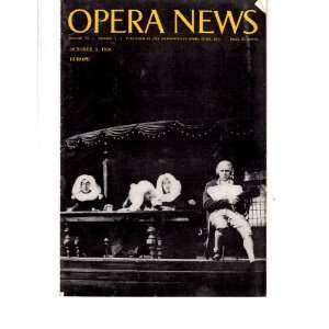  Opera News Magazine October 3, 1959 Europeon Summer Season 