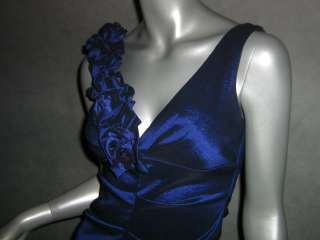 XSCAPE Irridesent Blue Taffeta Ruffle Mini Dress NEW 4P  