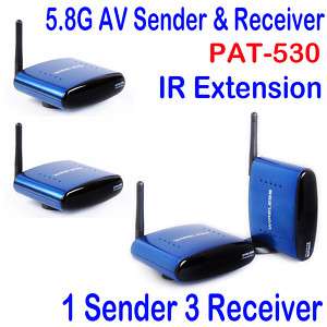 8GHz Wireless AV Audio Video 1 Sender 3 Receiver IR  