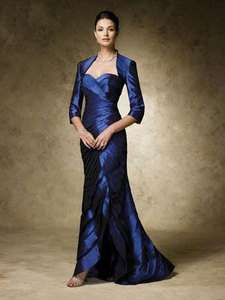   Blue Mothers/Bridesmaid Dress Evening Gown+ Bolero US2 28  