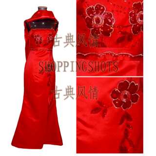 chinese gown dress qipao cheongsam wedding 080211 red  