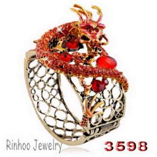 large bangle on the red four claw dragon hovering wrap animal jewelry 